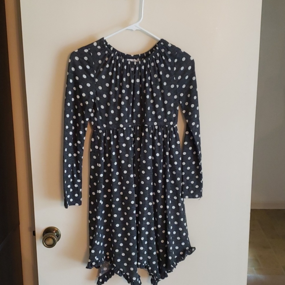 Bonnie Jean gray and white polka dot dress